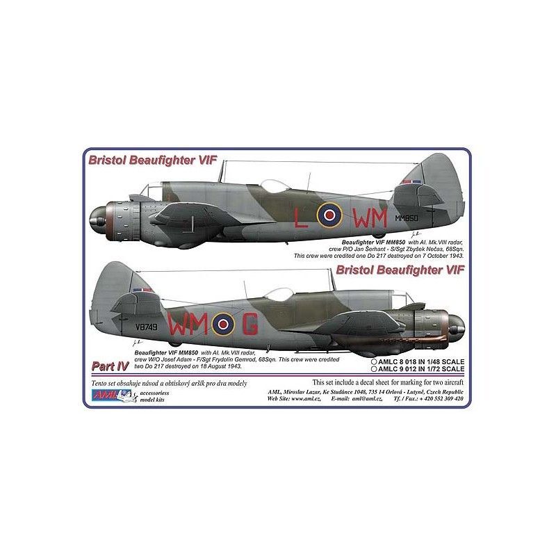 1:48 Decals Bristol Beaufighter IF&VIF Part IV.
