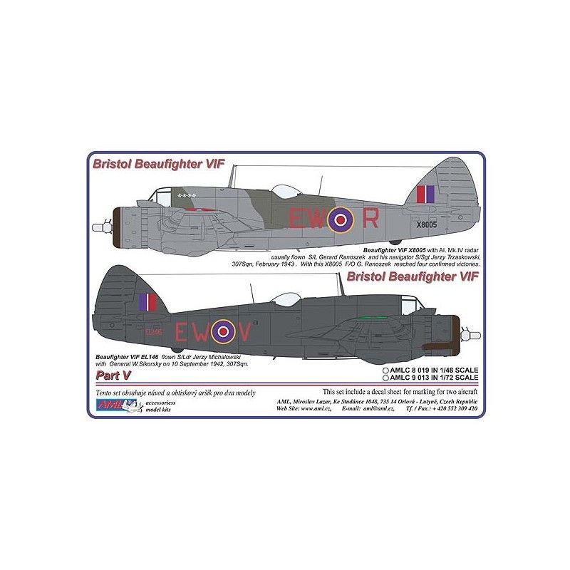 1:48 Decals Bristol Beaufighter IF&VIF Part V.