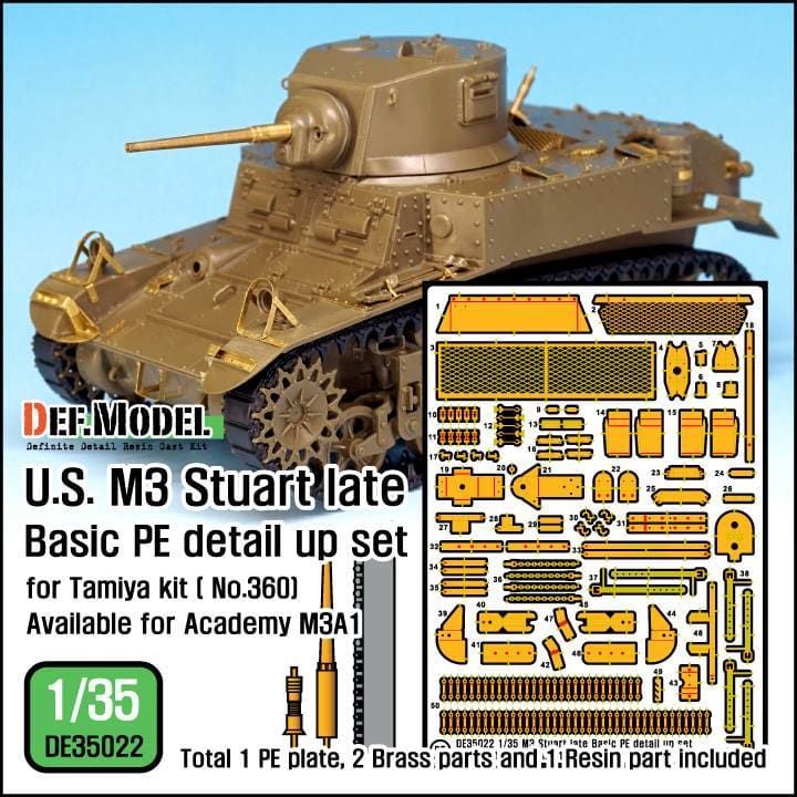 1:35 U.S. M3 Stuart late Basic PE detail up set