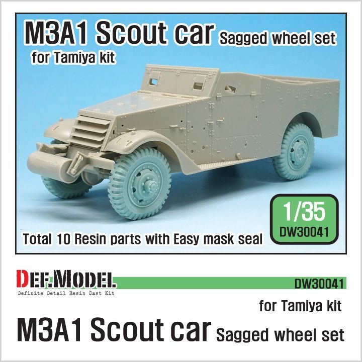 1:35 US M3A1 Scout car Sagged Wheel set (for Tamiya)