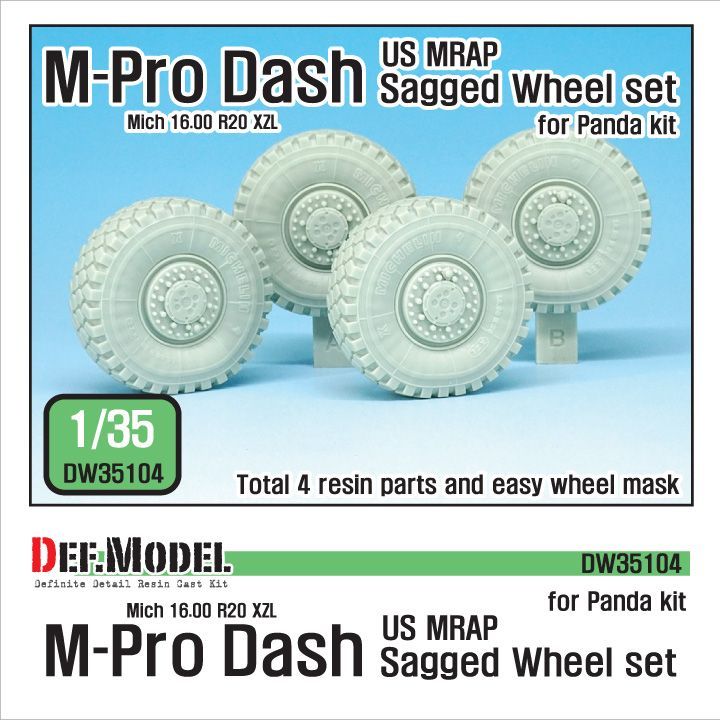 1:35 US MRAP M-pro Dash Sagged Wheel set