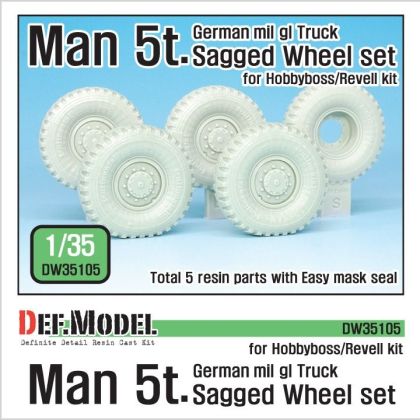 1:35 German Man 5t. Mil gl Truck Sagged Wheel set Continental tires