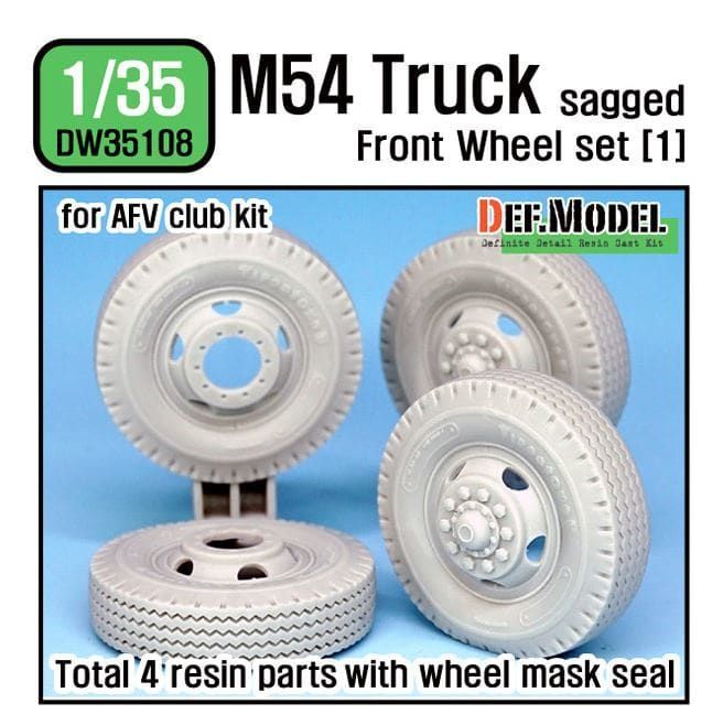 1:35 US M54A2 Cargo Truck Sagged Front Wheel Set #1 Civilian Type