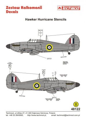 1:48 Hawker Hurricane Stencils