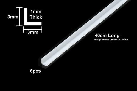 Plastic Beams 3mm L-Shaped - Clear 6pcs