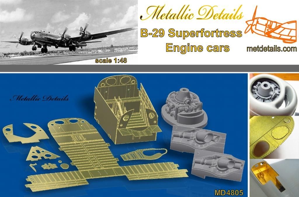 1:48 B-29 Superfortress. Engine cars (Revel/Monogram)