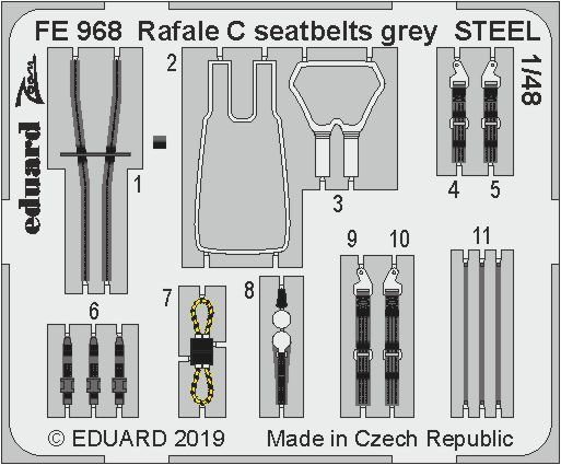1:48 Rafale C seatbelts grey STEEL