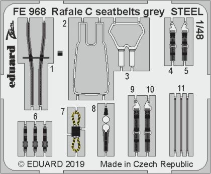1:48 Rafale C seatbelts grey STEEL