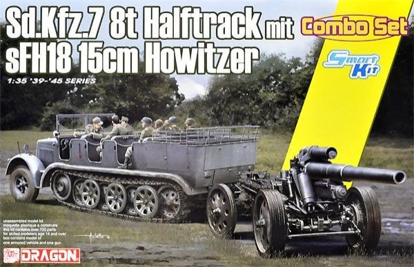 1:35 Sd.Kfz 7 8ton Halftrack mit sFH18 15cm Howitzer Combo Set