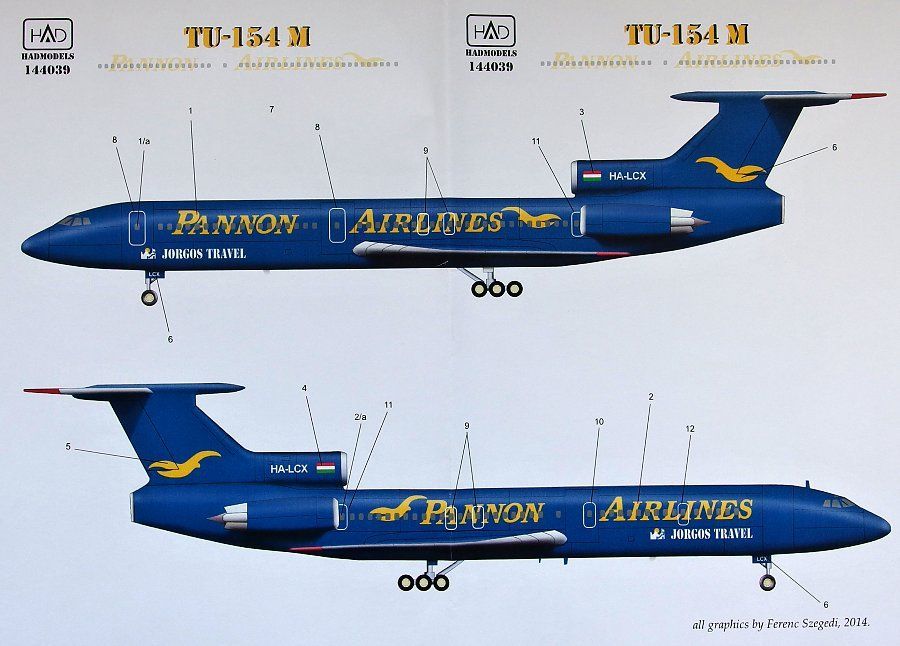 1:144 Decal Tu-154M Pannon Airlines