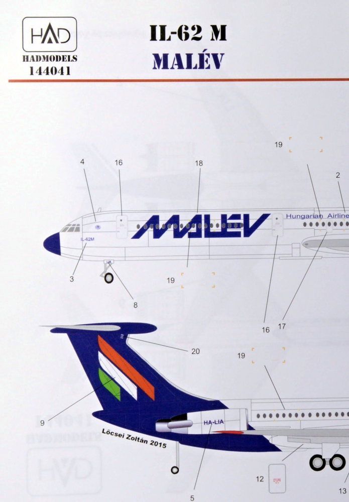 1:144 Decal IL-62M MALÉV