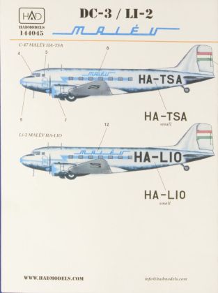 1:144 Decal C-47/Li-2 MALÉV (for EAST.EXPRESS kit)
