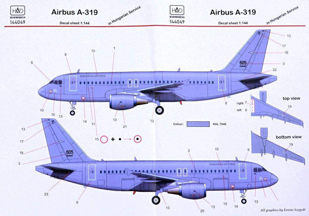 1:144 Decal Airbus A-319 in Hungarian AF Service