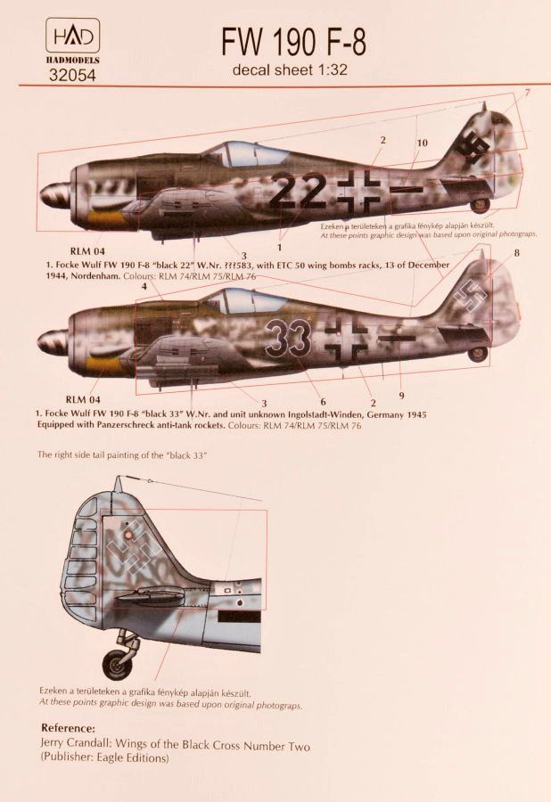 1:32 Decal Focke Wulf Fw 190 F-8 (2 sheets)