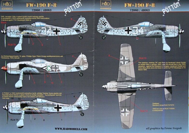 1:48 Decal Fw-190 F-8 (3x camo)