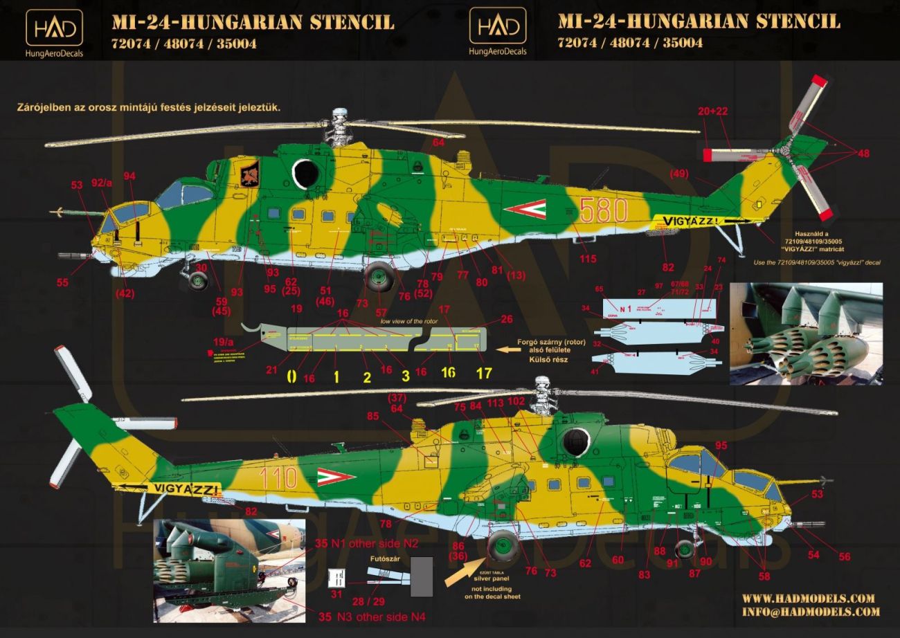 1:48 Decal Mi-24 Hungarian stencils
