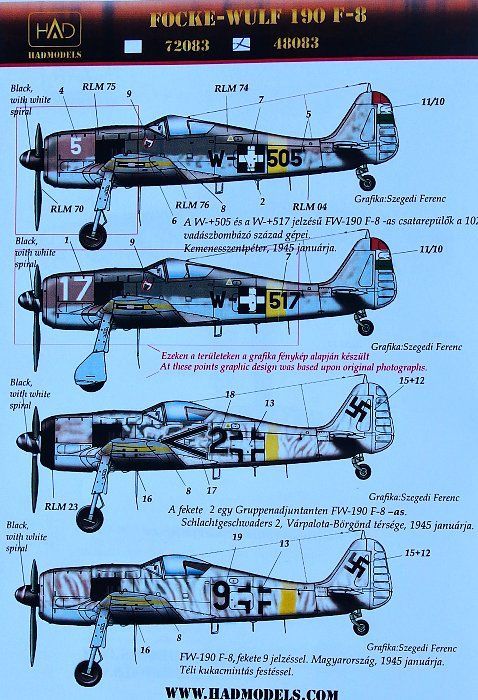 1:48 Decal Focke Wulf FW 190 F-8 (4x camo)