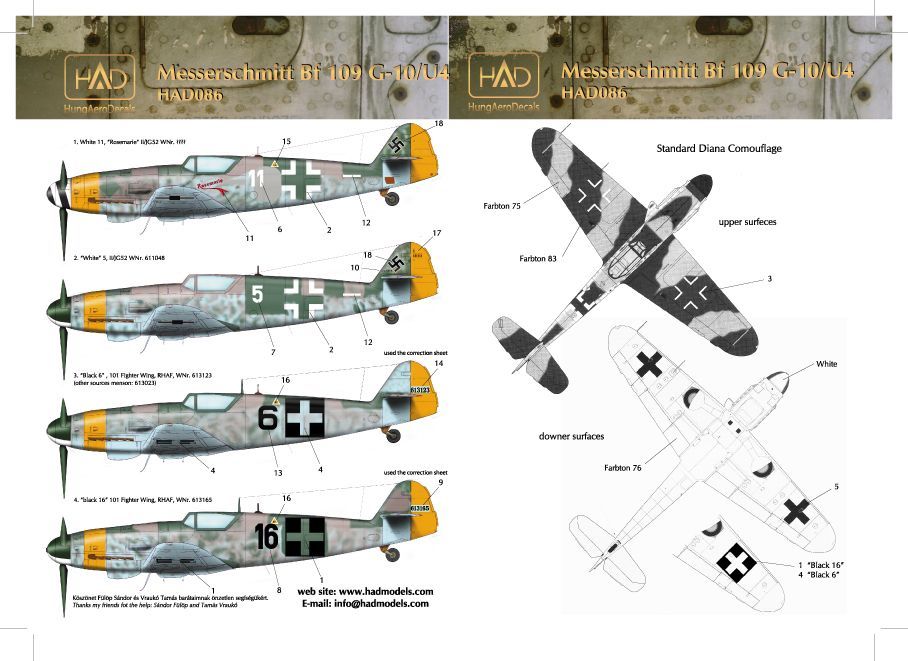 1:48 Decal Messerschmitt Bf 109 G-10