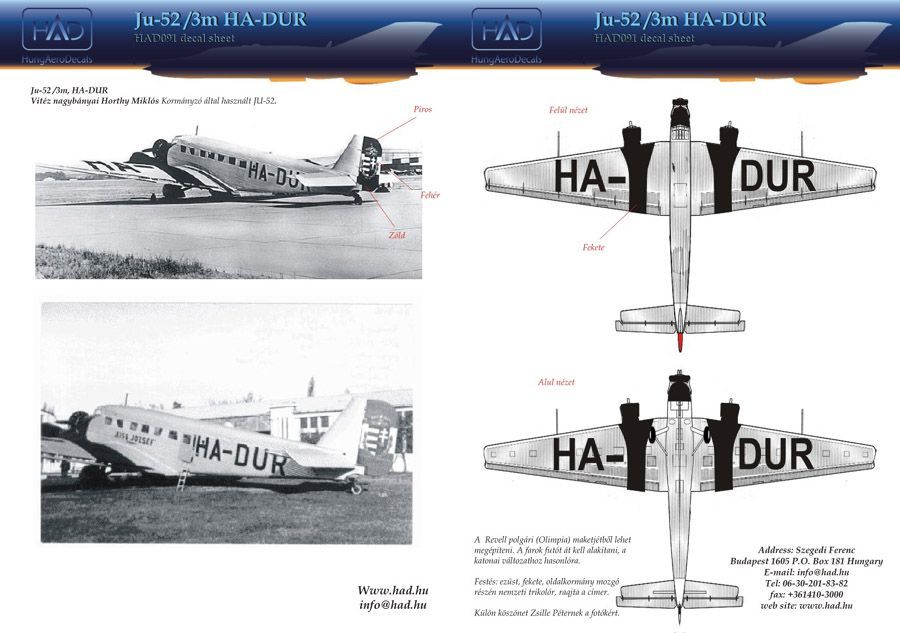 1:48 Decal Ju-52 (HA-DUR)