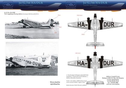 1:48 Decal Ju-52 (HA-DUR)