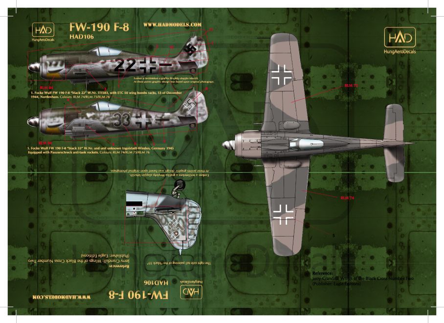 1:48 Decal Fw 190 F-8 (2x Luftwaffe)