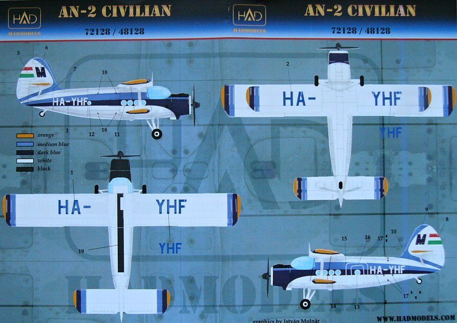 1:48 Decal AN-2 Civilian (HA-YHF)