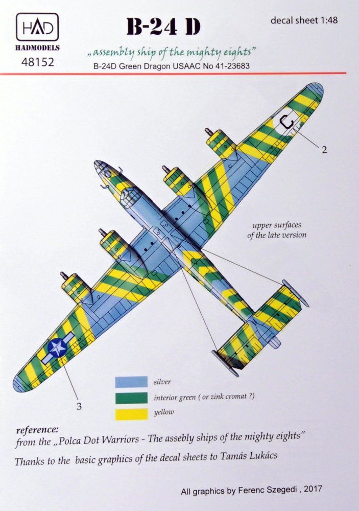 1:48 Decal B-24D 'Green Dragon' USAAC 41-23683