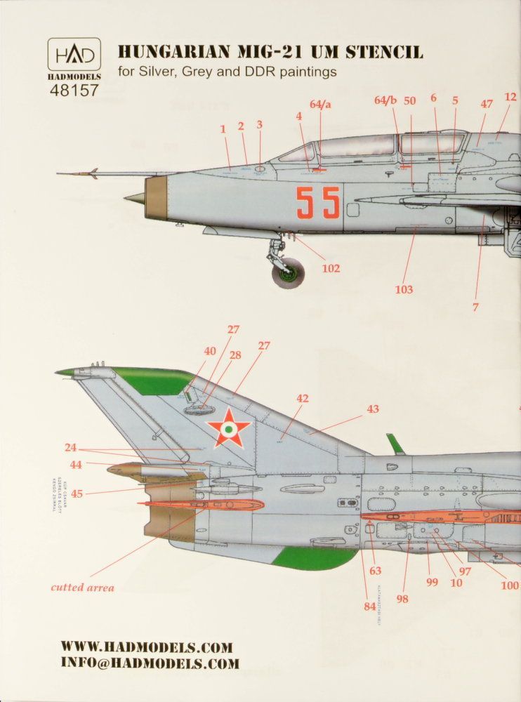 1:48 Decal MiG-21 UM Hungarian Stencils