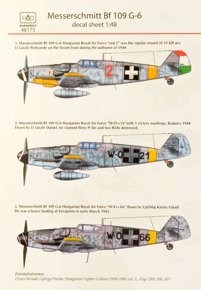 1:48 Decal Messerschmitt Bf 109G-6 (3x camo)