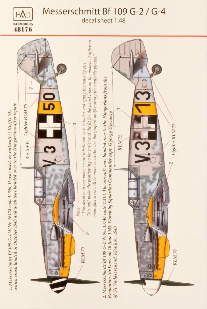 1:48 Decal Messerschmitt Bf 109G-2/G-4 (2x camo)