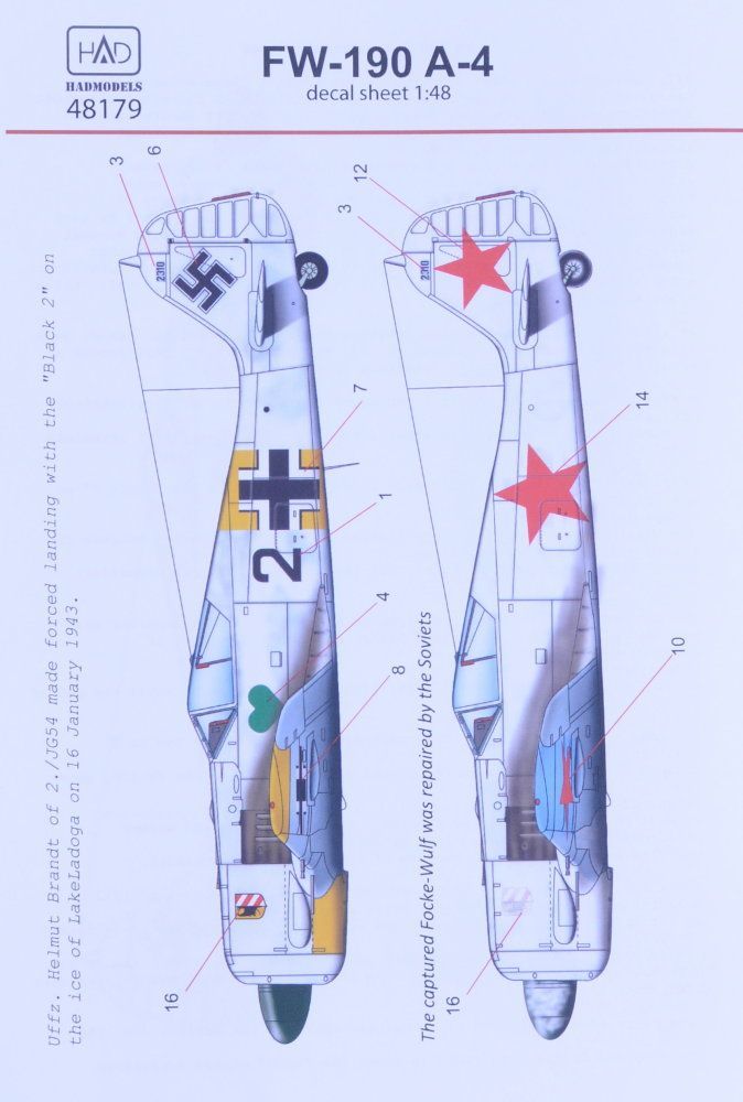 1:48 Decal Focke Wulf Fw 190 A-4 (2x camo)