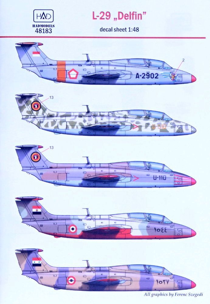 1:48 Decal L-29 Delfin (5x camo)