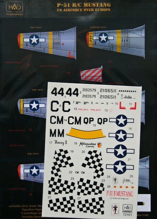 1:72 Decal P-51 B/C Mustang (USAF over Europe)