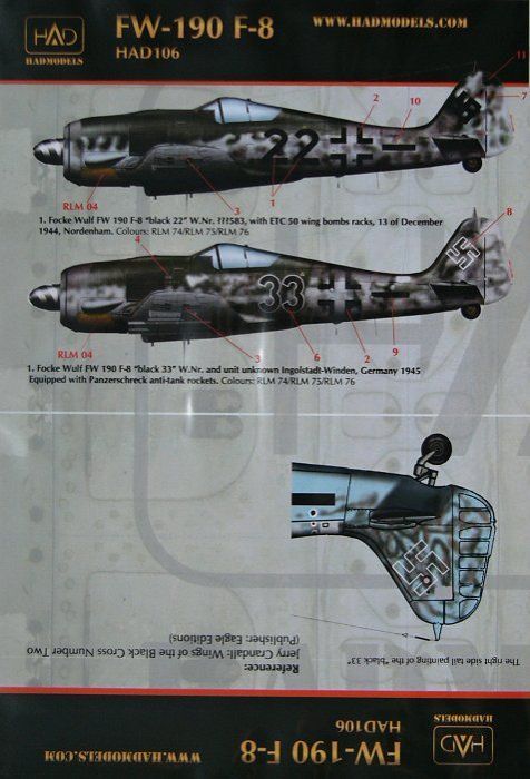 1:72 Decal Fw-190 F-8 (Luftwaffe)