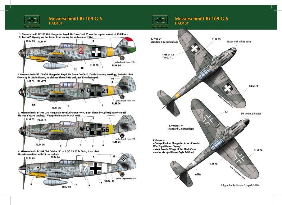 1:72 Decal Bf 109 G-6 (Hungary, Luftwaffe)