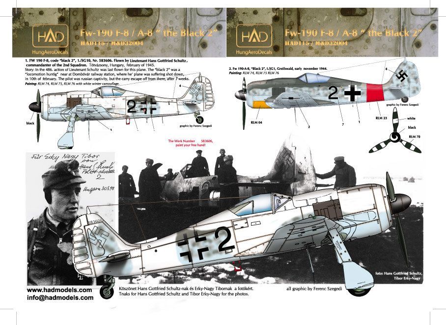 1:72 Decal Fw-190 F-8 / A-8 (Luftwaffe black 2)