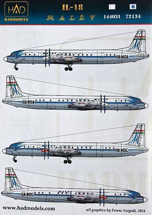 1:72 Decal Ilyushin IL-18 MALÉV