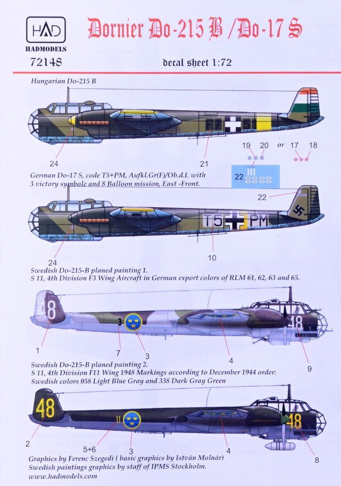 1:72 Decal Dornier Do-215B/Do-17S Part 2