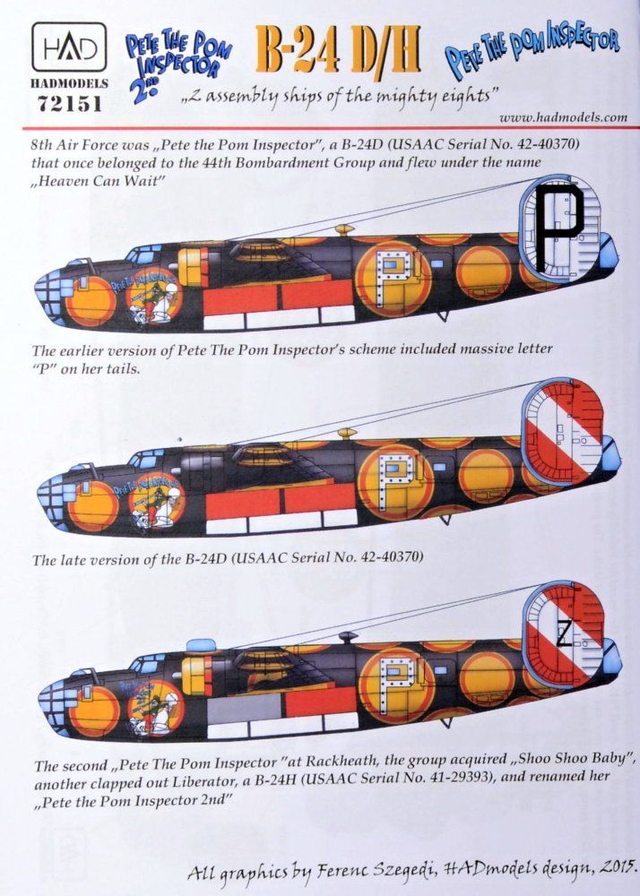 1:72 Decal B-24 D/H (3 sheets)