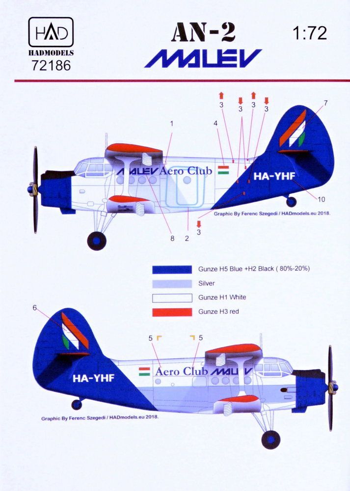 1:72 Decal Antonov AN-2 (MALÉV)