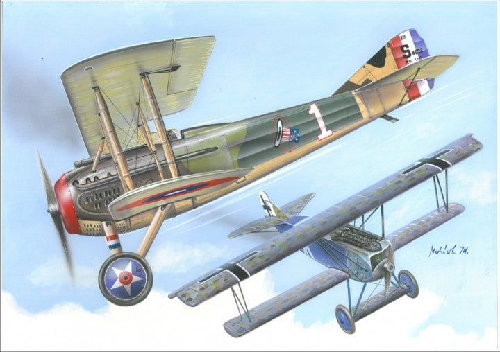 1:144 Fokker D.VII vs. SPAD XIII