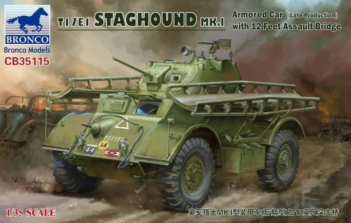 1:35 T17E1 Staghound MK.1 (Late Production) with 12 feet Assault Bridge