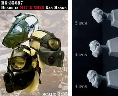 1:35 Heads in M17 + XM28 Gas Masks (4+4+2pcs)