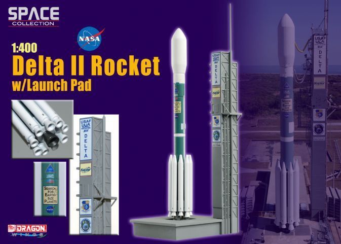 1:400 Delta II Rocket w/Launch pad