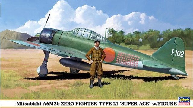 1:48 Mitsubishi A6M2b Zero Fighter Type 21 'Super Ace' w/Figure