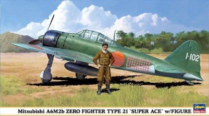 1:48 Mitsubishi A6M2b Zero Fighter Type 21 'Super Ace' w/Figure