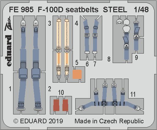 1:48 North-American F-100D Super Sabre seatbelts STEEL