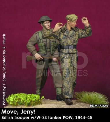 1:35 Move, Jerry! British trooper w/W-SS tanker POW, 1944-45