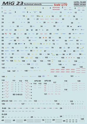 1:72 MiG-23 Technical stencils