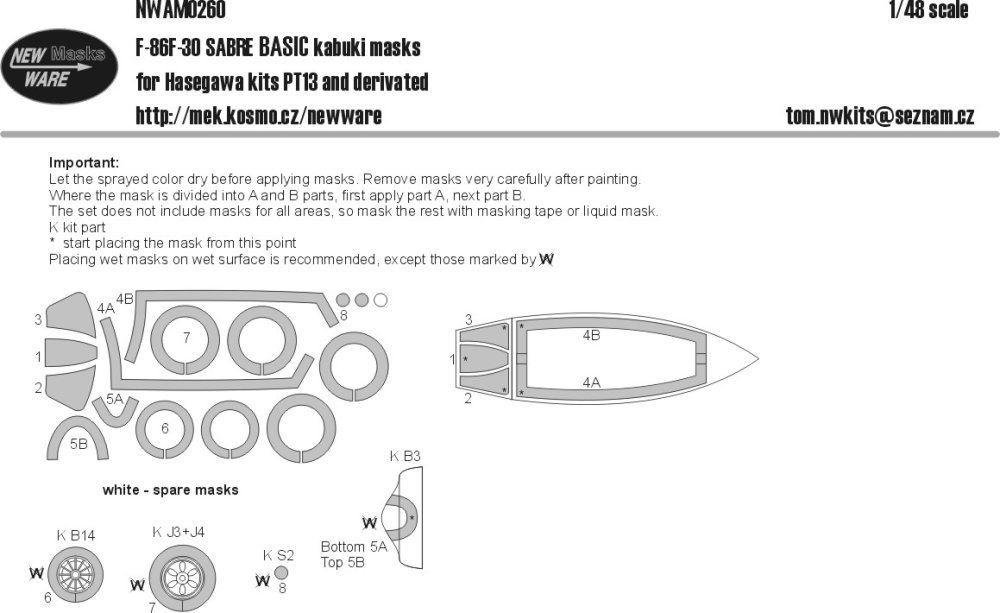 1:48 Mask F86F-30 Sabre BASIC (HAS PT13)